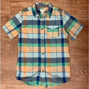 NWOT Cat & Jack Plaid Button Down Short Sleeve Shirt Size Large (12/14)